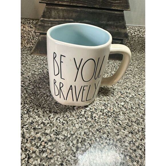 Rae Dunn Be You, Bravely Ceramic Coffee Tea Mug White - Picture 1 of 1